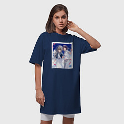 Футболка женская-платье Кукуру Мисакино и Фука Миядзава - Акватоп белого п, цвет: тёмно-синий — фото 2