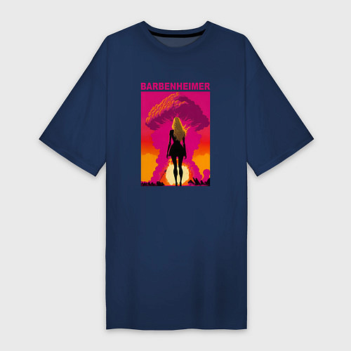 Женская футболка-платье Барбенгеймер / Тёмно-синий – фото 1