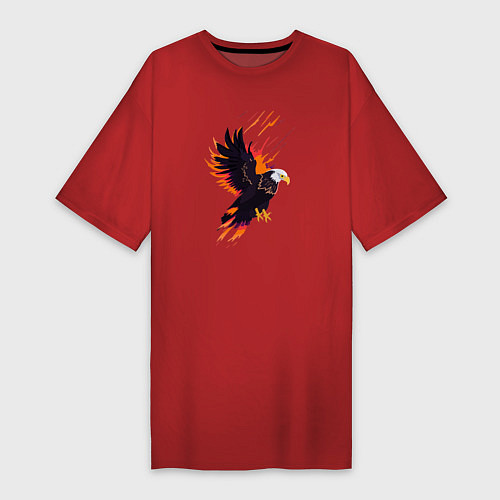 Женская футболка-платье Орел парящая птица абстракция / Красный – фото 1