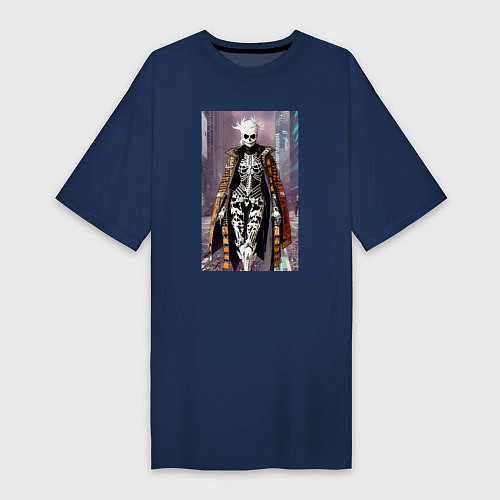 Женская футболка-платье Дефиле городской ведьмы - хэллоуин / Тёмно-синий – фото 1