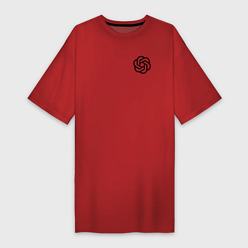Женская футболка-платье Лого Chat GPT / Красный – фото 1