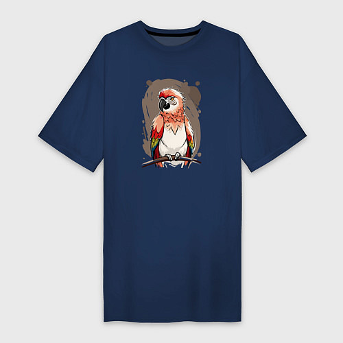 Женская футболка-платье Попугай какаду / Тёмно-синий – фото 1