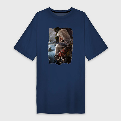 Женская футболка-платье Assassins Creed Mirage Асасин Крид Мираж / Тёмно-синий – фото 1