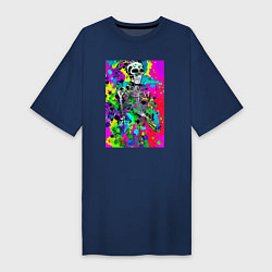 Футболка женская-платье Funny skeleton - pop art, цвет: тёмно-синий