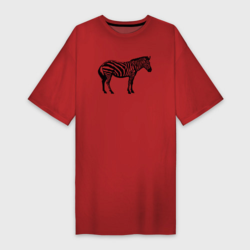 Женская футболка-платье Зебра в профиль / Красный – фото 1