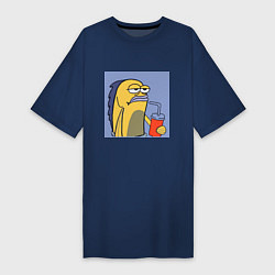 Женская футболка-платье Спанч Боб рыба мем