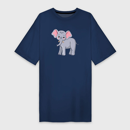Женская футболка-платье Сute elephant / Тёмно-синий – фото 1
