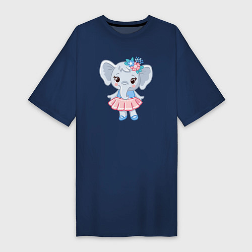 Женская футболка-платье Elephant girl / Тёмно-синий – фото 1