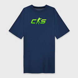 Футболка женская-платье CS2 green logo, цвет: тёмно-синий