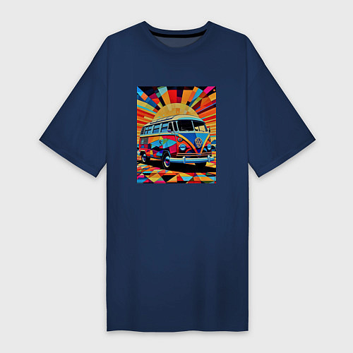 Женская футболка-платье В машине на отдых / Тёмно-синий – фото 1