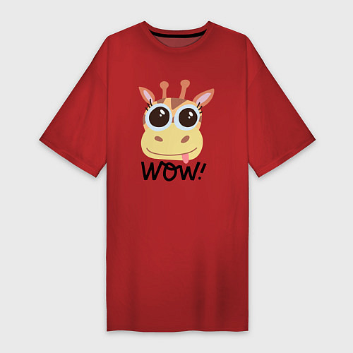 Женская футболка-платье Wow giraffe / Красный – фото 1