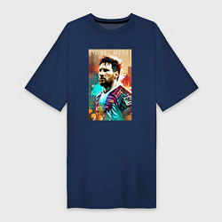 Футболка женская-платье Lionel Messi - football - striker, цвет: тёмно-синий