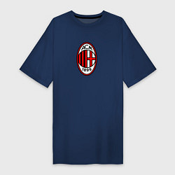 Футболка женская-платье Футбольный клуб Milan, цвет: тёмно-синий