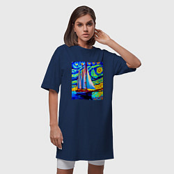 Футболка женская-платье Парусная яхта, цвет: тёмно-синий — фото 2