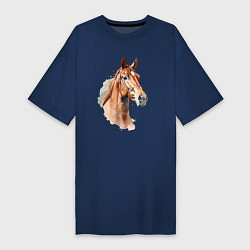 Женская футболка-платье Акварельная коричневая лошадь