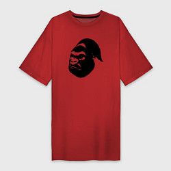 Футболка женская-платье Голова гориллы, цвет: красный