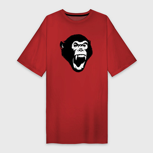 Женская футболка-платье Шимпанзе кричит / Красный – фото 1