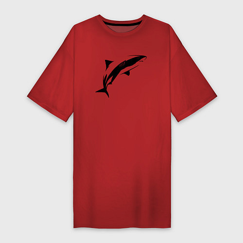 Женская футболка-платье Акула трафарет / Красный – фото 1