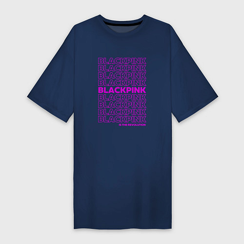 Женская футболка-платье Blackpink kpop - музыкальная группа из Кореи / Тёмно-синий – фото 1