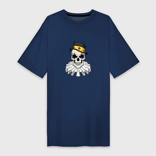 Женская футболка-платье Череп циркового клоуна / Тёмно-синий – фото 1