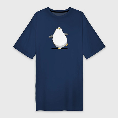 Женская футболка-платье Мультяшный пингвин шагает / Тёмно-синий – фото 1