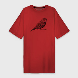 Футболка женская-платье Любопытный попугай, цвет: красный