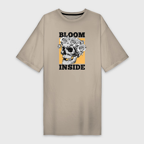 Женская футболка-платье Bloom inside / Миндальный – фото 1