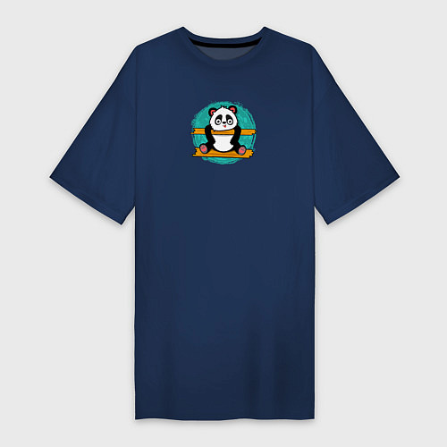 Женская футболка-платье Панда гимнаст / Тёмно-синий – фото 1