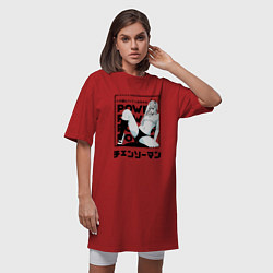 Футболка женская-платье Человек-бензопила Пауэр Chaisaw, цвет: красный — фото 2