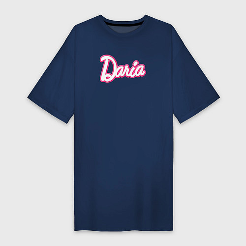 Женская футболка-платье Дарья в стиле Барби - объемный шрифт / Тёмно-синий – фото 1
