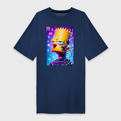 Футболка женская-платье Cyber Bart Simpson - ai art, цвет: тёмно-синий