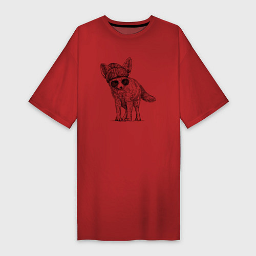Женская футболка-платье Модный фенек / Красный – фото 1