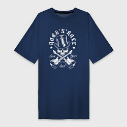 Футболка женская-платье Rock n roll - save you soul, цвет: тёмно-синий