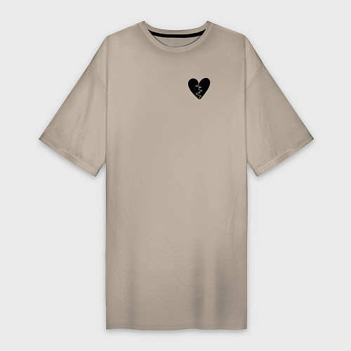 Женская футболка-платье Разбитое сердце в груди / Миндальный – фото 1