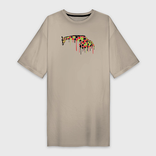 Женская футболка-платье Цветной жираф / Миндальный – фото 1