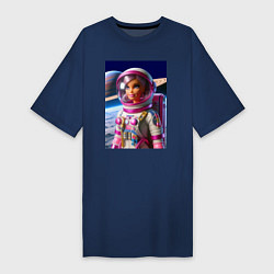 Футболка женская-платье Барби - крутой космонавт, цвет: тёмно-синий