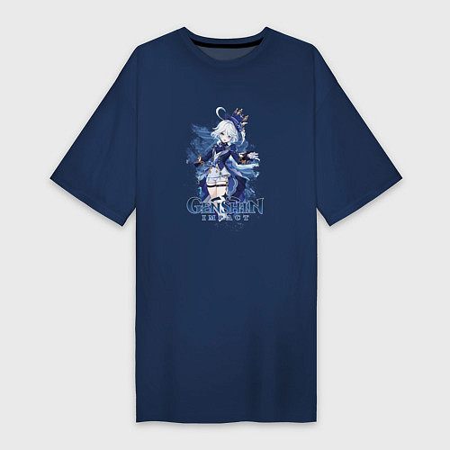 Женская футболка-платье Гидро архонт Фурина / Тёмно-синий – фото 1