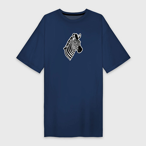 Женская футболка-платье Портрет зебры в пол оборота / Тёмно-синий – фото 1