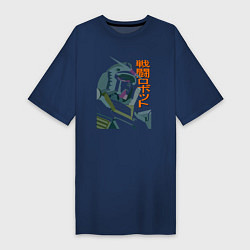 Футболка женская-платье Боевой робот Gundam, цвет: тёмно-синий