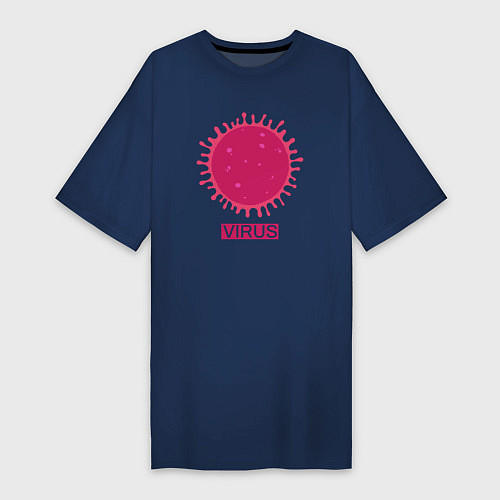 Женская футболка-платье Pink virus / Тёмно-синий – фото 1
