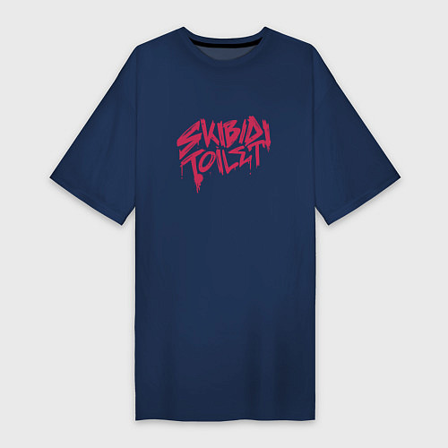 Женская футболка-платье Скибиди туалет граффити / Тёмно-синий – фото 1