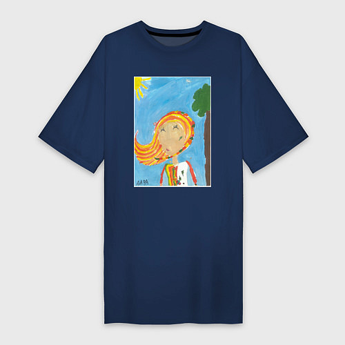 Женская футболка-платье Счастливая весна / Тёмно-синий – фото 1