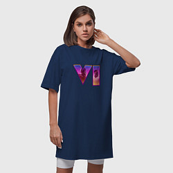 Футболка женская-платье GTA VI Лусия и Джейсон, цвет: тёмно-синий — фото 2