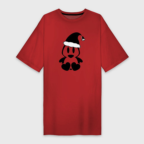 Женская футболка-платье Милый пингвин с сердечками / Красный – фото 1