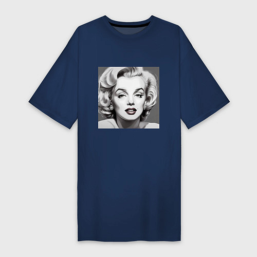 Женская футболка-платье Портрет Мэрилин / Тёмно-синий – фото 1