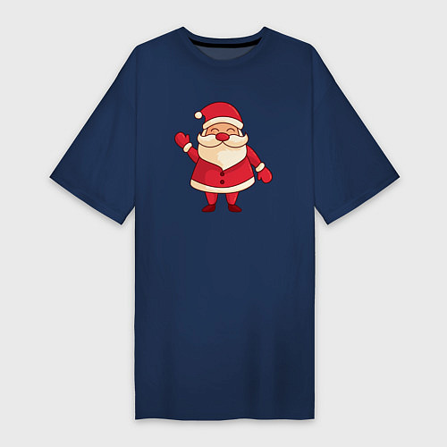 Женская футболка-платье Радостный Дед мороз / Тёмно-синий – фото 1