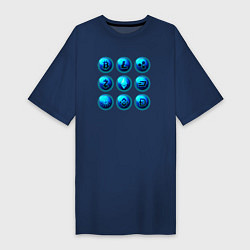 Футболка женская-платье Крипта логотипы, цвет: тёмно-синий