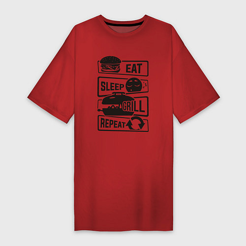 Женская футболка-платье Есть спать гриль / Красный – фото 1
