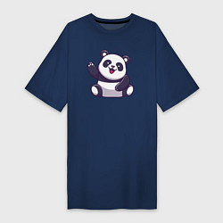 Футболка женская-платье Привет от панды, цвет: тёмно-синий