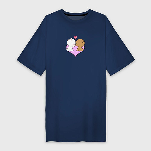 Женская футболка-платье Теплые сердца / Тёмно-синий – фото 1